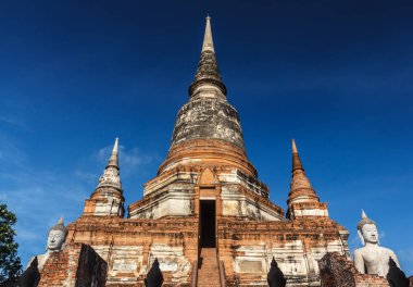 Eski Pagoda eski Wat Yai Chaimongkol Phra Nakhon Si Ayutthaya, Tayland