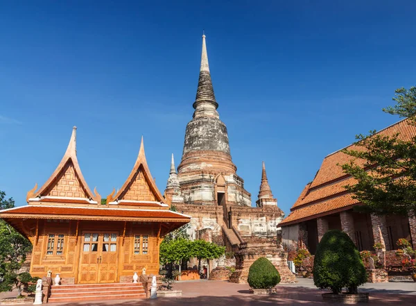 Antigua Pagoda Antigua Wat Yai Chaimongkol Phra Nakhon Ayutthaya Tailandia —  Fotos de Stock
