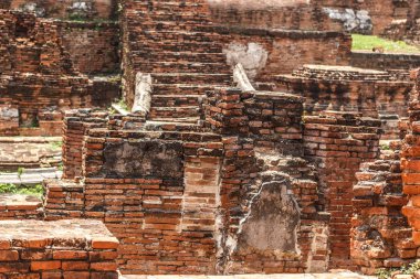 Historic Park eski Pagoda eski Wat Phra Nakhon Si Ayutthaya, Tayland Mahathat