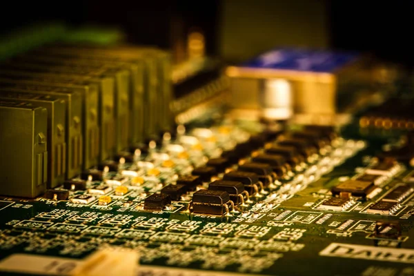 Elektronische Leiterplatte Mit Prozessor Nahaufnahme — Stockfoto