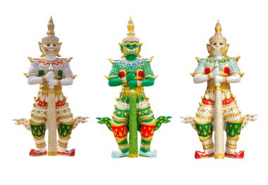 Wat pra kaew adlı dev heykel izole beyaz, Bangkok, Tayland.