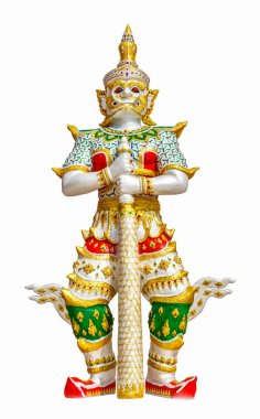 Wat pra kaew adlı dev heykel izole beyaz, Bangkok, Tayland.