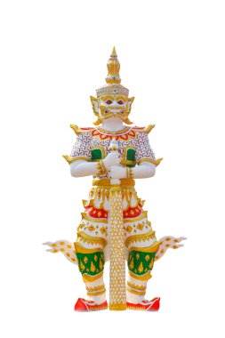 Wat pra kaew adlı dev heykel izole beyaz, Bangkok, Tayland.