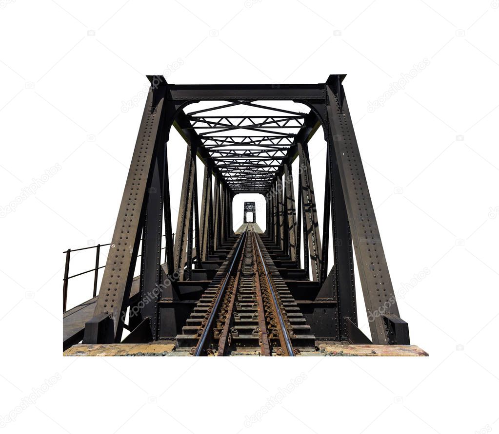 Depicting a large railway bridge.