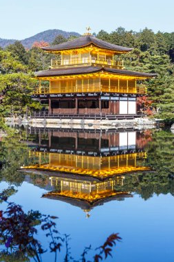 Sonbaharda yapraklar Kinkakuji Tapınağı'nda çarpıcı: Dünya Hertage sitesi, Kyoto, Japonya