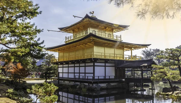 Folhagem Impressionante Queda Templo Kinkakuji Patrimônio Mundial Kyoto Japão — Fotografia de Stock