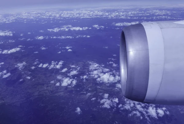 Двигатель Самолета Небе Аэрофотосъемка — стоковое фото