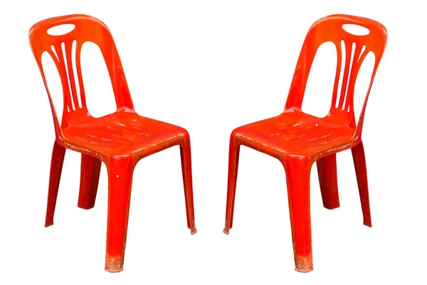 Červená Plastová Židle Bílé Podlaze — Stock fotografie