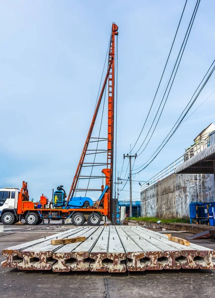 Concrete stake in the hole of construction. — Stock Photo, Image