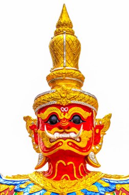 Wat pra kaew 'daki dev heykel beyaz üzerine izole edildi