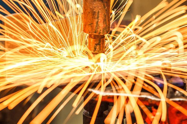 Spot machine is welding nut to automotive par — Stock Fotó