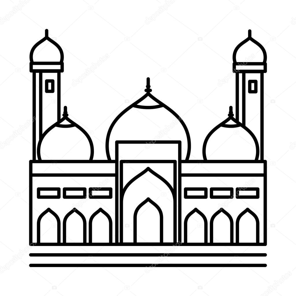 Mosque line icon, outline vector sign, linear style pictogram isolated on white. Symbol, logo illustration.