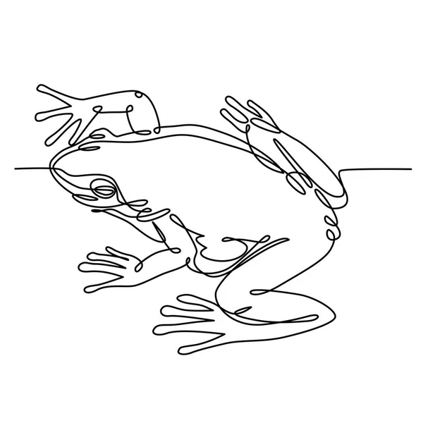 Kurbağa Bir Çizgi Çizme Sürekli Bir Çizgi Çizme Siyah Beyaz — Stok Vektör