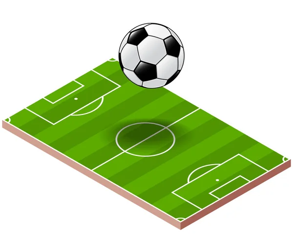Futbol Topu Izometrik Futbol Alan Arka Plan Futbol Turnuvası Poster — Stok Vektör