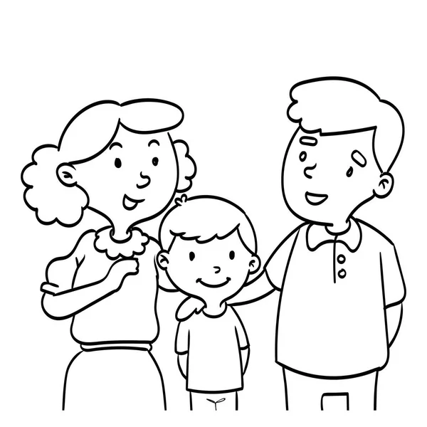 Hand Drawn Happy Family Coloring Book Educational Kids Coloring Cartoon — Stock Vector