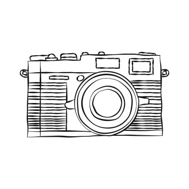 Elle kamera çizilmiş doodle tarzı - beyaz arka plan üzerinde vektör illüstrasyon izole.