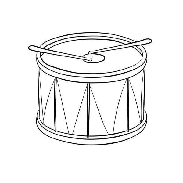 Ilustrace Bubnu Izolované Bílém Pozadí Ručně Kreslené Ilustrace — Stockový vektor