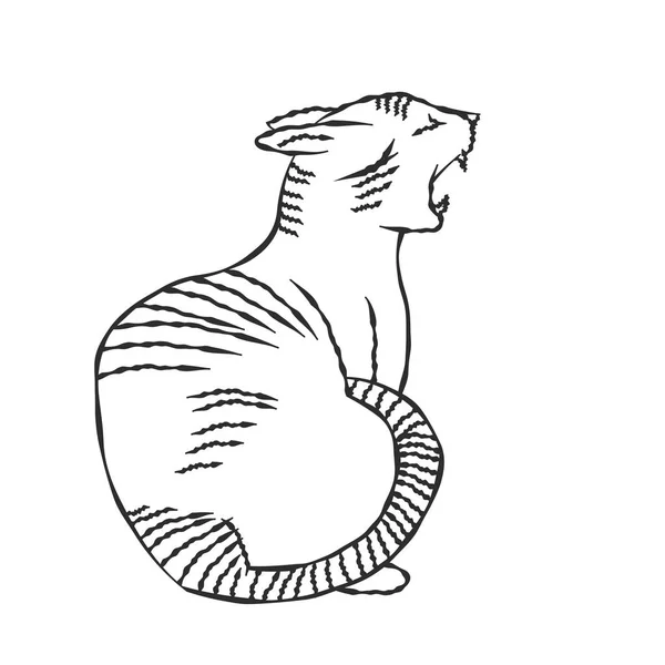 Desenho Mão Gato Isolado Sobre Fundo Branco Ilustração Vetorial — Vetor de Stock