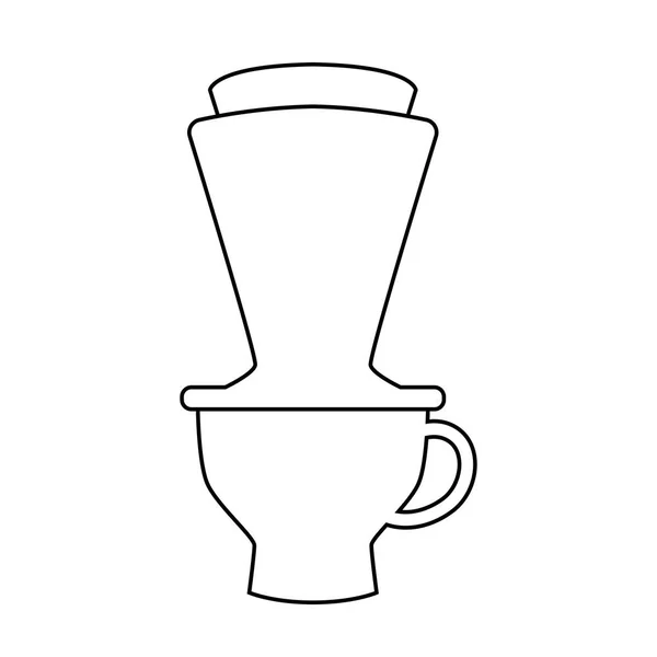 ドリップ コーヒーのシンプルなラインのベクトルを手 白い背景 ベクトルの象徴的なデザインの分離 — ストックベクタ