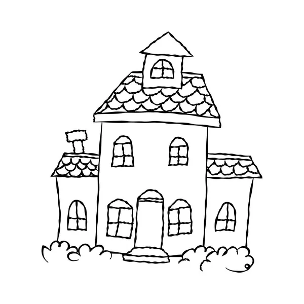 Ilustração Castelo Desenhado Mão Simples Vetor Isolado Sobre Fundo Branco —  Vetores de Stock