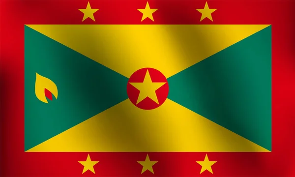 Vlag Van Grenada Met Een Beetje Waving Arcering Vlag Kleuren — Stockvector