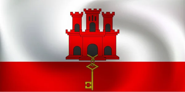 Bandera Gibraltar Con Poco Ondulación Sombreado Bandera Colores Capas Separadas — Archivo Imágenes Vectoriales