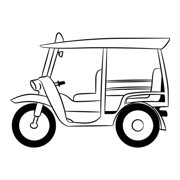 Tuk Tuk Transport Thaïlande Dessiné Main Pour Livre Coloriage Illustration — Image vectorielle