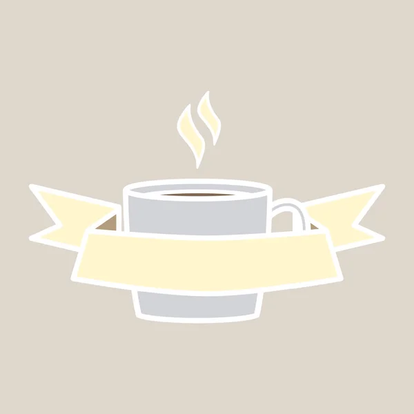 Изолированная Чашка Кофе Лента Коричневом Фоне Дизайна Логотипа Векторная Иллюстрация — стоковый вектор