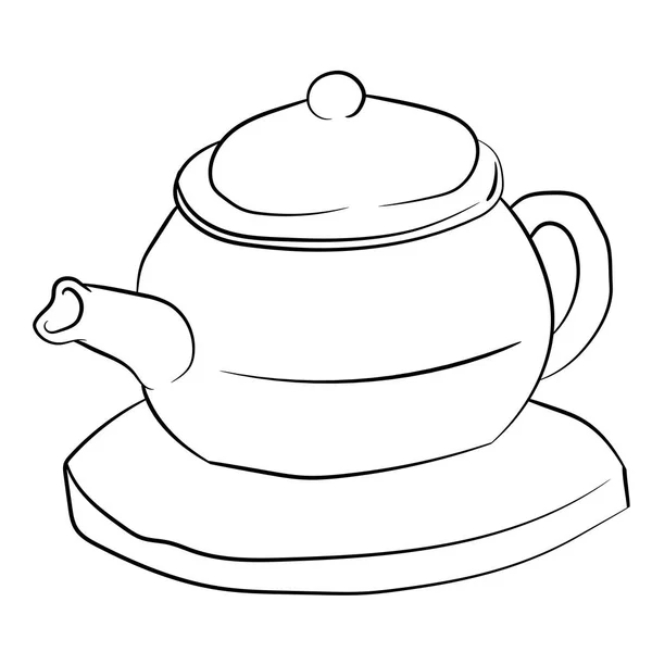 Tea Poat Isolato Sfondo Bianco Libro Colorare Concetto Istruzione Illustrazione — Vettoriale Stock