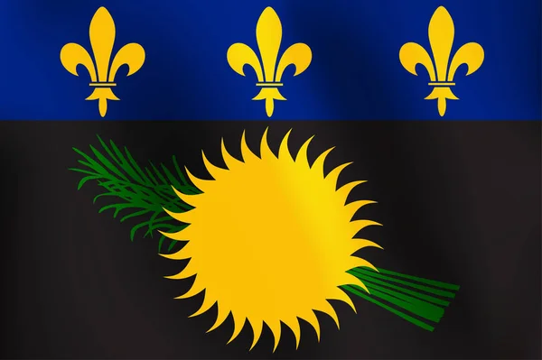 Vlag Van Guadeloupe Met Een Beetje Waving Arcering Vlag Kleuren — Stockvector