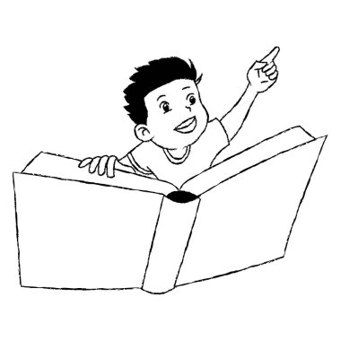 Çocuk kitabı uçan üzerinde. Beyaz arka plan üzerinde izole, boyama kitabı için çizilmiş karikatür tarzı el. Vektör çizim