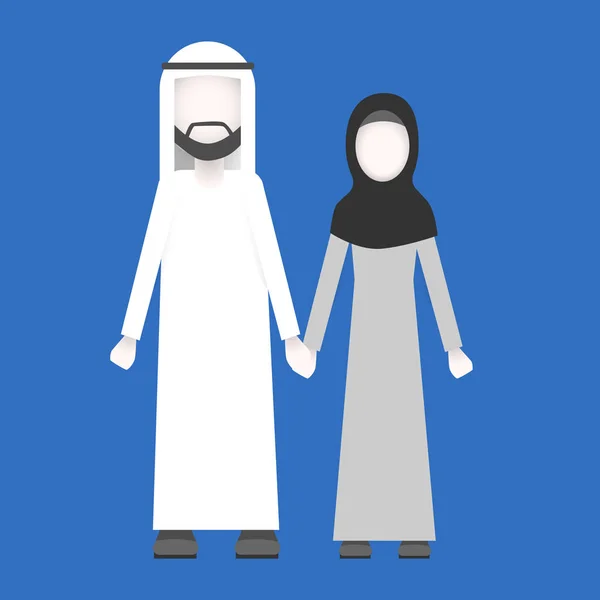 Muslimsk Man Och Kvinna Traditionell Arab Par Platt Stil — Stock vektor