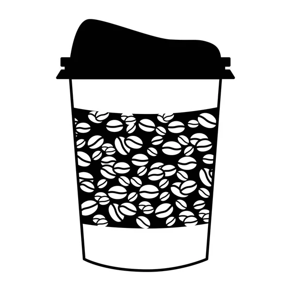 Copo Café Plástico Isolado Fundo Branco Vector Ilustração —  Vetores de Stock