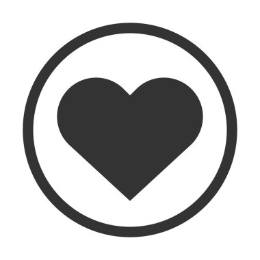 Vektör ikonik illüstrasyon kalp şekli siyah Web simgesi daire şeklinde, göl kenarında beyaz arka plan