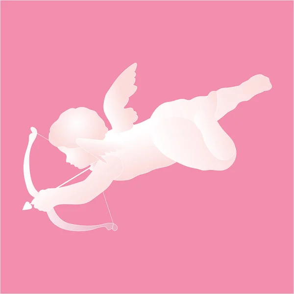 Cute Cupid with arrow isolated on pink background for Valentines day greeting card, Vector Illustration