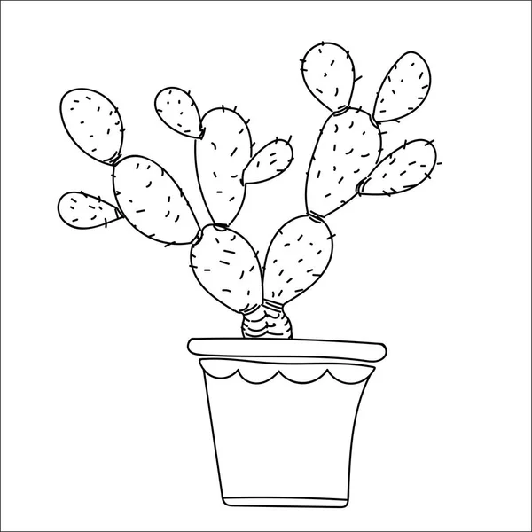 Kaktus Handgezeichnet Stil Isoliert Auf Weißem Hintergrund Für Kinder Kinder — Stockvektor