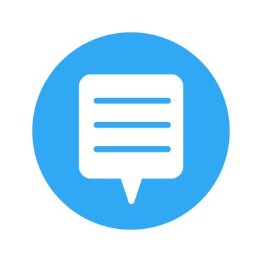 Sohbet simgesi mavi daire satırında, beyaz arka plan üzerinde izole düz simgesi daire şekli vektör. Tasarım - vektör ikonik tasarım için grafik öğesi