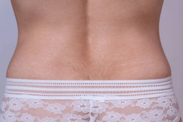 Bijgesneden Close Slanke Lagere Terug Lace Ondergoed Van Niet Identificeerbare — Stockfoto