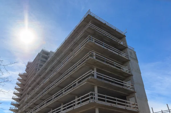 Corner of unfinished concrete building