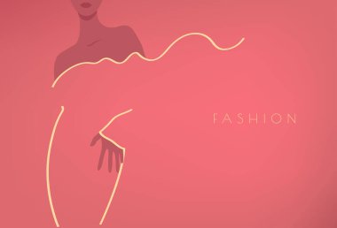 Moda illüstrasyonu, elbiseli kadın, güzel stil kadını.