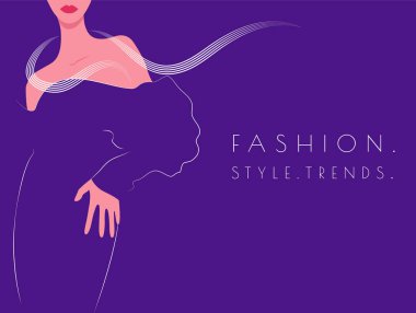 Moda illüstrasyonu, elbiseli kadın, güzel stil kadını.