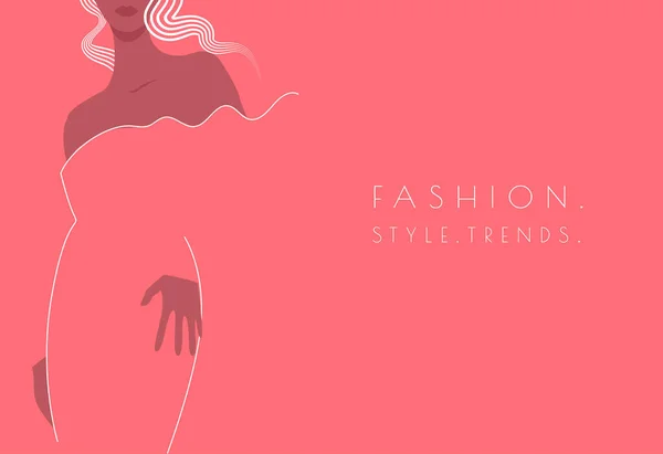 Moda illüstrasyonu, elbiseli kadın, güzel stil kadını.
