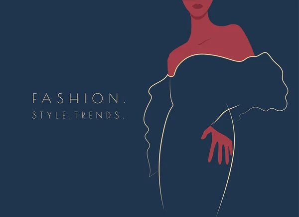 Moda illüstrasyonu, elbiseli kadın, güzel stil kadını.