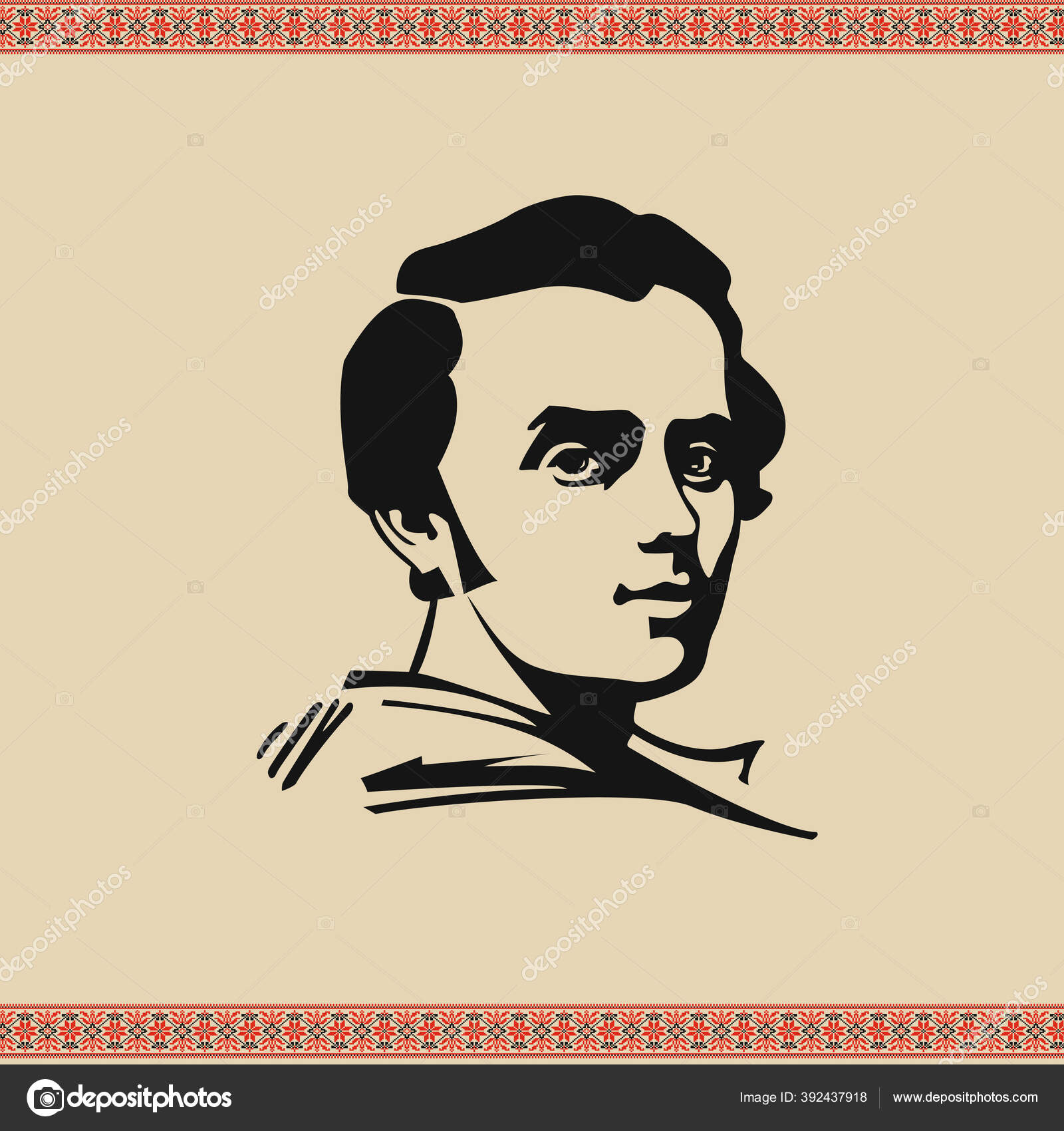 Известный Украинский Поэт Шевченко Тарас Григорович Векторное.