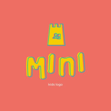 MINI 'nin vektör harfleri. İşiniz için çocuk logosu 