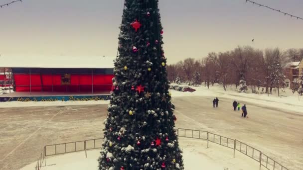 Árbol de Navidad decorado con juguetes — Vídeo de stock