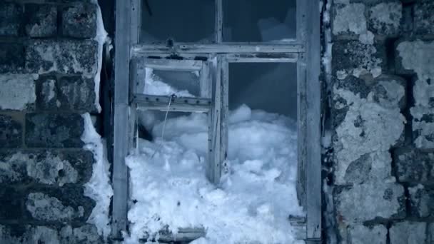斯大林格勒白雪覆盖的窗户 — 图库视频影像