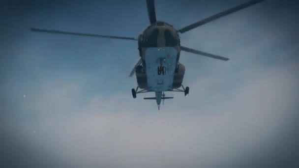 Helicóptero despega en la tundra — Vídeo de stock