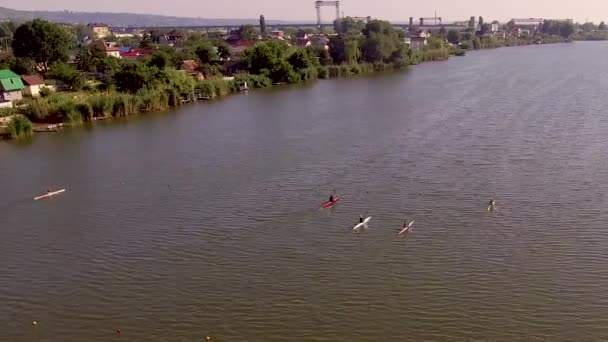 Paddling tävla om hastigheten på rörelsen — Stockvideo