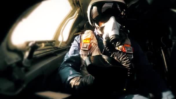 The pilot checks the controls — Stock Video